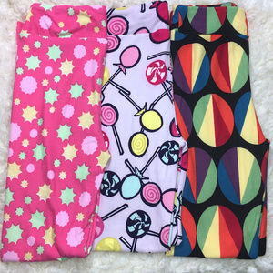 3 Pack Lollipop Rainbow Starbursts Leggings